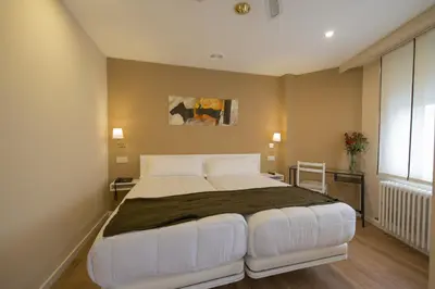 a bedroom with a large white bed in a room at Hotel Miño in Ourense