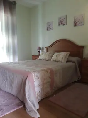 a bedroom with a large bed in a room at Casa Lavandeira in Ourense