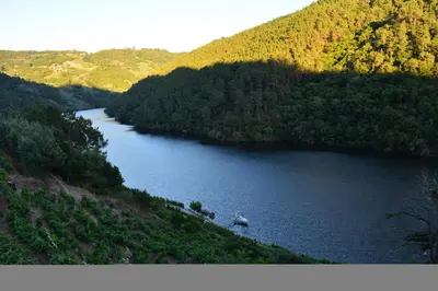 a person is standing on the edge of a lake at Hotel Ribeira Sacra in Monforte de Lemos