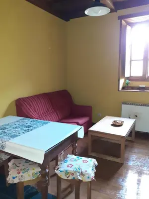 a living room with a couch and a table at Casa del OSO2 in Pola de Somiedo
