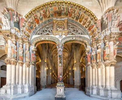 a large room with paintings on the ceilings of a building at YourHouse Lagoa in Ourense