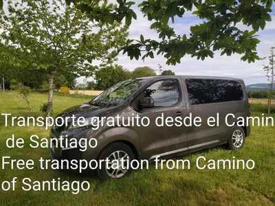 a grey van parked in a field with a tree at Casa Roan y Casa Grande in Lodoso
