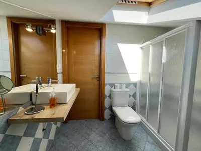 a bathroom with a toilet and a sink and a shower at YourHouse Fontevella II in Ourense