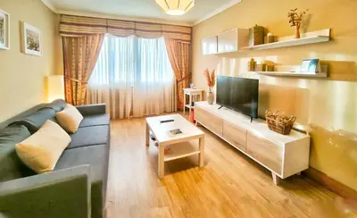 a living room with a couch and a flat screen tv at Apartamento en Betanzos in Betanzos