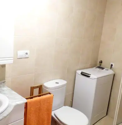 a bathroom with a toilet and a sink at Casa en la Ribeira Sacra, Pombeiro in Lago