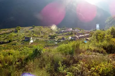 a small village on top of a hill at Casa en la Ribeira Sacra, Pombeiro in Lago