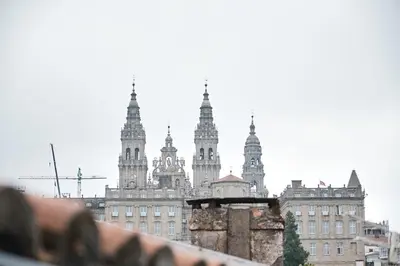 a view of a large building with tall towers at 9Estudio Sightviews in Santiago de Compostela