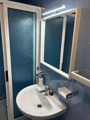 a bathroom with a sink and a mirror at Apartamento 16 in Ribadavia