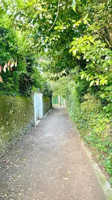 a dirt path with trees and a wall at The Cliffs - AT Seiramar Sacido in Viveiro