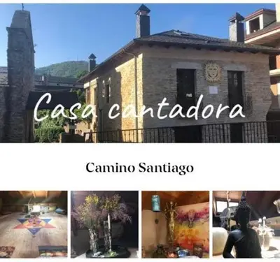 a collage of pictures of a building with a sign at Casa Cantadora in Ambasmestas