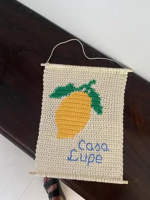 a crocheted pouch with a pineapple on it at Casa Lupe, retiro rural cerca de A Coruña in A Coruña