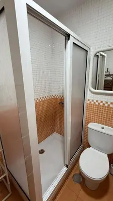 a bathroom with a shower and a toilet at apartamento TAHOCES 1 VUT-LE-1369 in Ponferrada