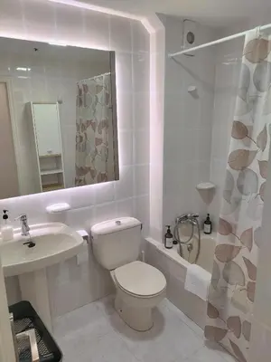 a white bathroom with a toilet and a sink at Montirón 113 - Fontiñas in Lugo