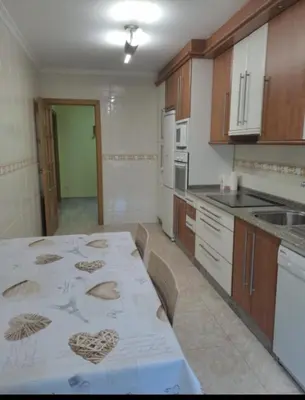 a kitchen with a table with hearts on it at Arca de Noé in Valle de Oro