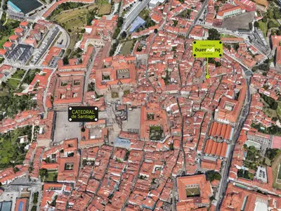 a map of a city with red roofs at Inicia Casas Reales in Santiago de Compostela