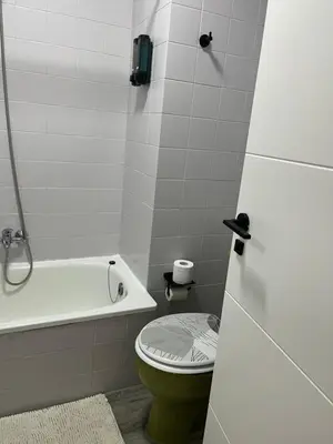 a bathroom with a toilet and a bath tub at Universidad Piso Artur II in Ourense