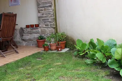 a bunch of potted plants sitting on a patio at La Casona de Sarria in Sarria