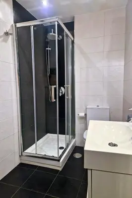 a bathroom with a shower and a toilet and a sink at YourHouse Ourense Bello 1 Loft in Ourense