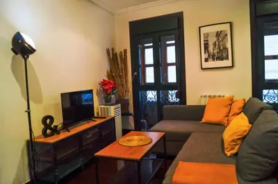 a living room with a couch and a television at YourHouse Ourense Bello 1 Loft in Ourense