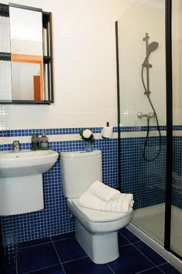 a bathroom with a toilet and a sink and a shower at Silleda Via da Plata in Silleda
