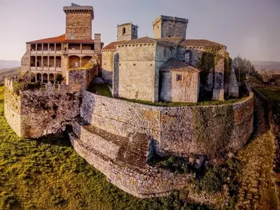 an aerial view of a castle with turrets at A Casa da Boa Xente VUT-OU-1329 in Verín