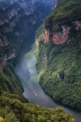 an aerial view of a river in a canyon at Motel Cancun Barbadas-Ourense in Os Fornos
