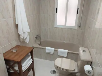 a bathroom with a toilet and a bath tub at Cristel in Puentecesures