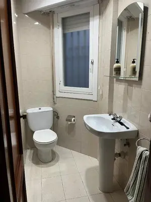 a bathroom with a toilet and a sink at Piso Artur III UNIVERSIDAD in Ourense