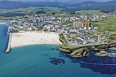 an aerial view of a beach and a city at Playa a Rapadoira - Foz in Foz