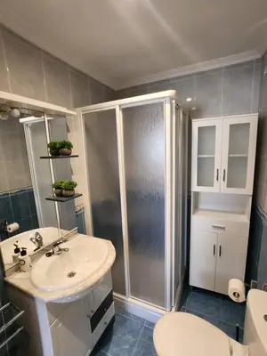 a bathroom with a shower and a sink and a toilet at SayCa CREDENCIAL in Sarria