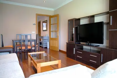 a living room with a flat screen tv at Apartamento Mónaco in Santiago de Compostela