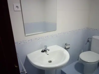 a bathroom with a white sink and a toilet at Adrian in Arzúa
