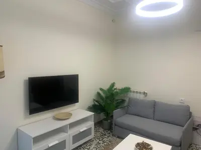 a living room with a couch and a flat screen tv at Apartamento en Xinzo de Limia in Xinzo de Limia