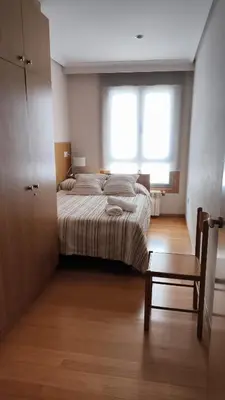 a bedroom with a large bed with a window at Apartamento Camino de Santiago in Ordes