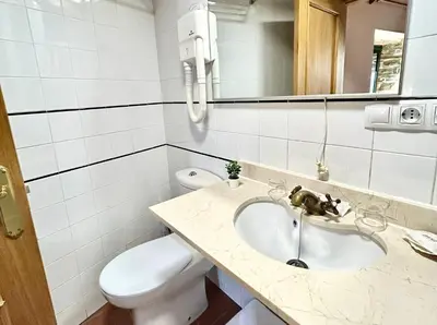 a bathroom with a sink and a toilet at Couso Relax in Sarreaus