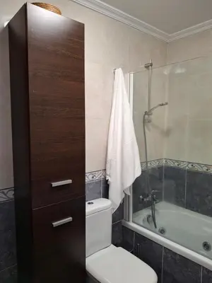a bathroom with a toilet and a shower and a tub at El hogar de 2 y 4 patas in Silleda