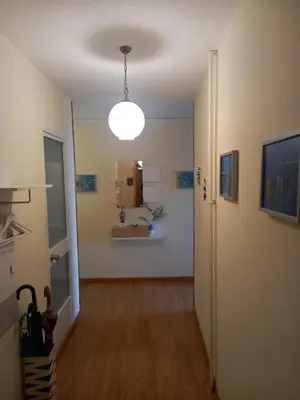 an empty room with a hallway with a light at Puerto de Burela in Burela de Cabo
