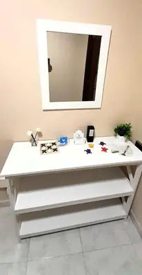 a bathroom counter with a mirror on the wall at EnViveiro Casco Histórico in Viveiro
