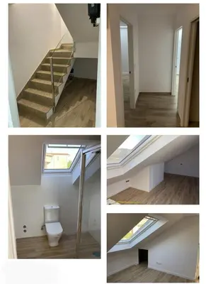 a series of four pictures of a staircase with a toilet at Roi Roots in Santiago de Compostela