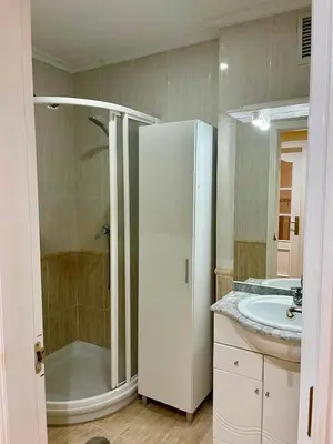 a bathroom with a shower and a sink at Vistas Miño II in Ourense