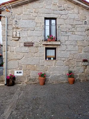 a stone building with a window and flower pots at A Florentina in Rubiacós
