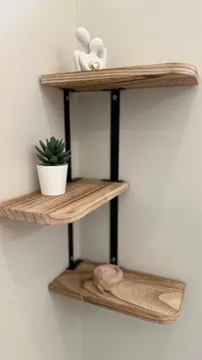a wooden shelf with a plant on a wall at Carude 76 in Monforte de Lemos