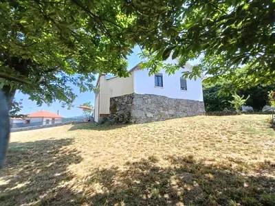 a house on top of a hill with a tree at Casa Quinzan Ribeira Sacra in Taboada