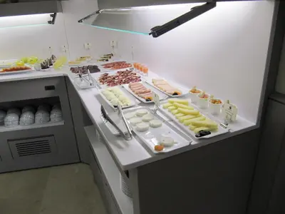 a buffet line with many different types of food at Parador de Villafranca del Bierzo in Villafranca del Bierzo