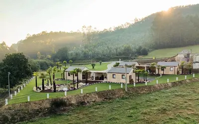 an aerial view of a house on a hill at Apartamentos turísticos en la naturaleza in Barreiros