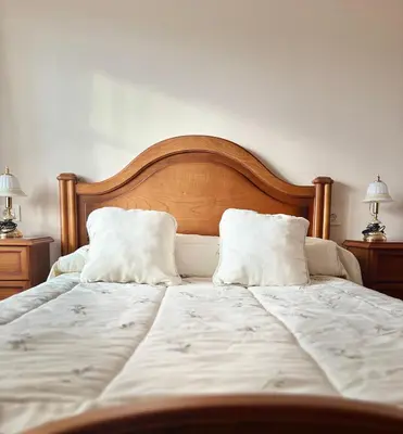 a large white bed with two pillows on it at Aloe Cela in Outeiro de Rei