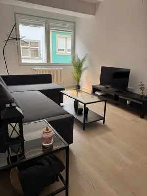 a living room with a couch and a tv at Civitas Augusta in Lugo
