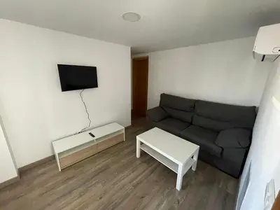 a living room with a couch and a tv at Apartamento Paseo Malécon Planta 3 in Monforte de Lemos