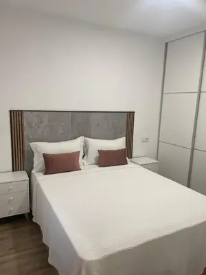 a bedroom with a large white bed with two pillows at Apartamento Paseo Malecón Planta 2 in Monforte de Lemos