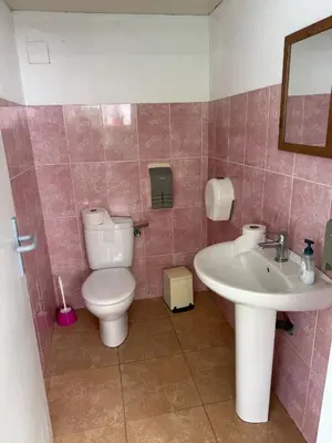 a bathroom with a toilet and a sink at ALBERGUE Pasiño A Pasiño in Portomarin